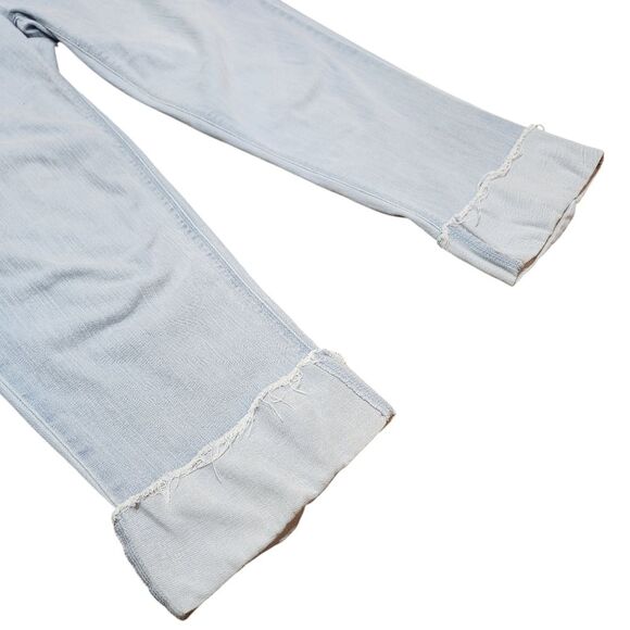J.Jill Denim Authentic Fit Cropped Jeans Light Blue Cuffed Frayed Hem Stretch 10 - Picture 5 of 12